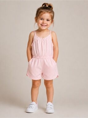 Savannah Girls Pink Polka Dot Romper
